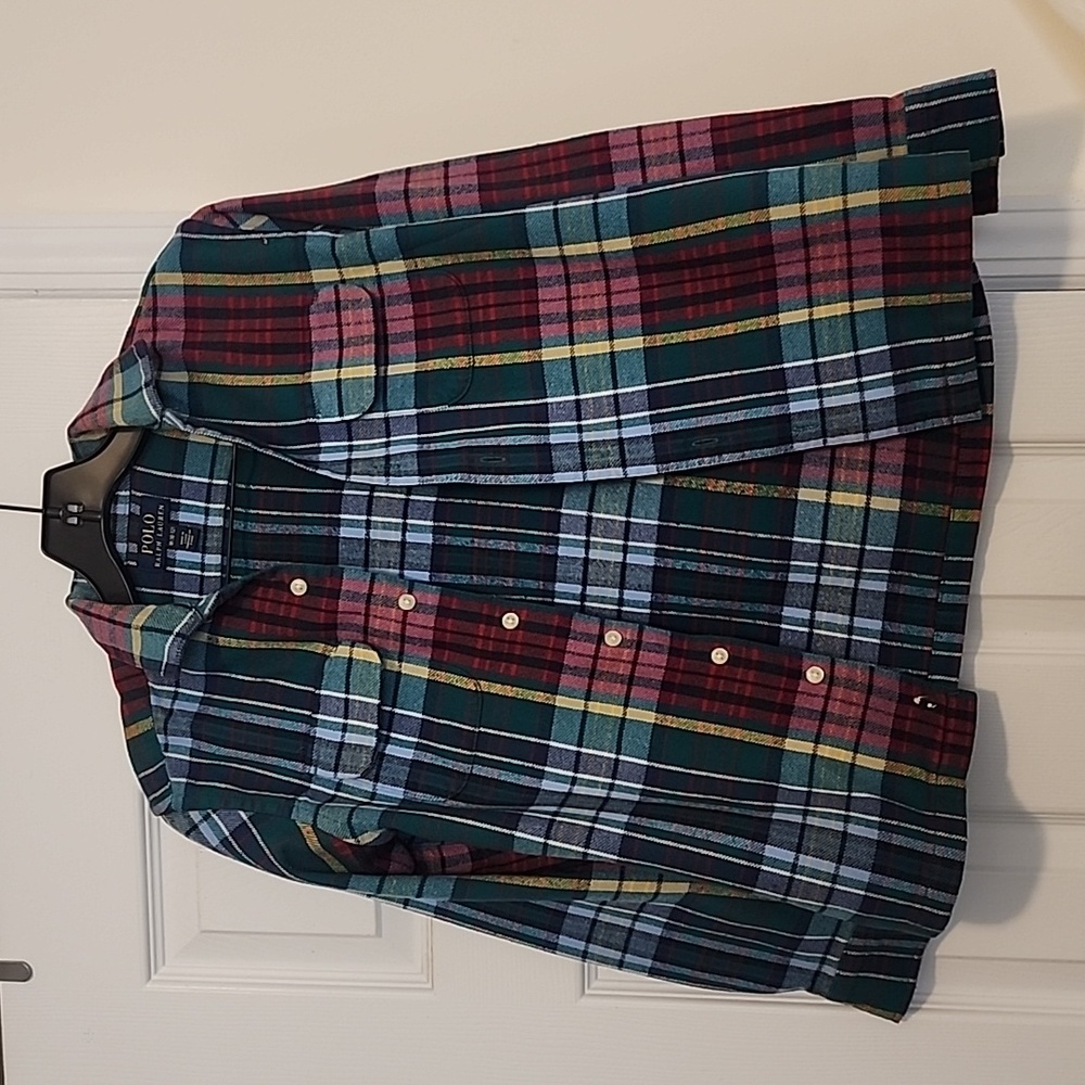 Polo Ralph Lauren boys plaid thick flannel shirt size M (10-12)new without tags
